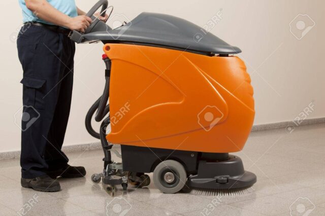 Cleaning floor with Machines